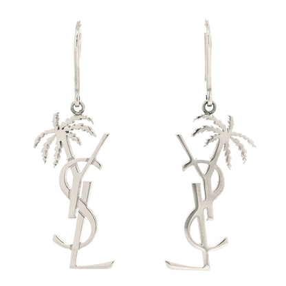 Saint Laurent Metal Monogram Palm Earrings Silver 1 of 5