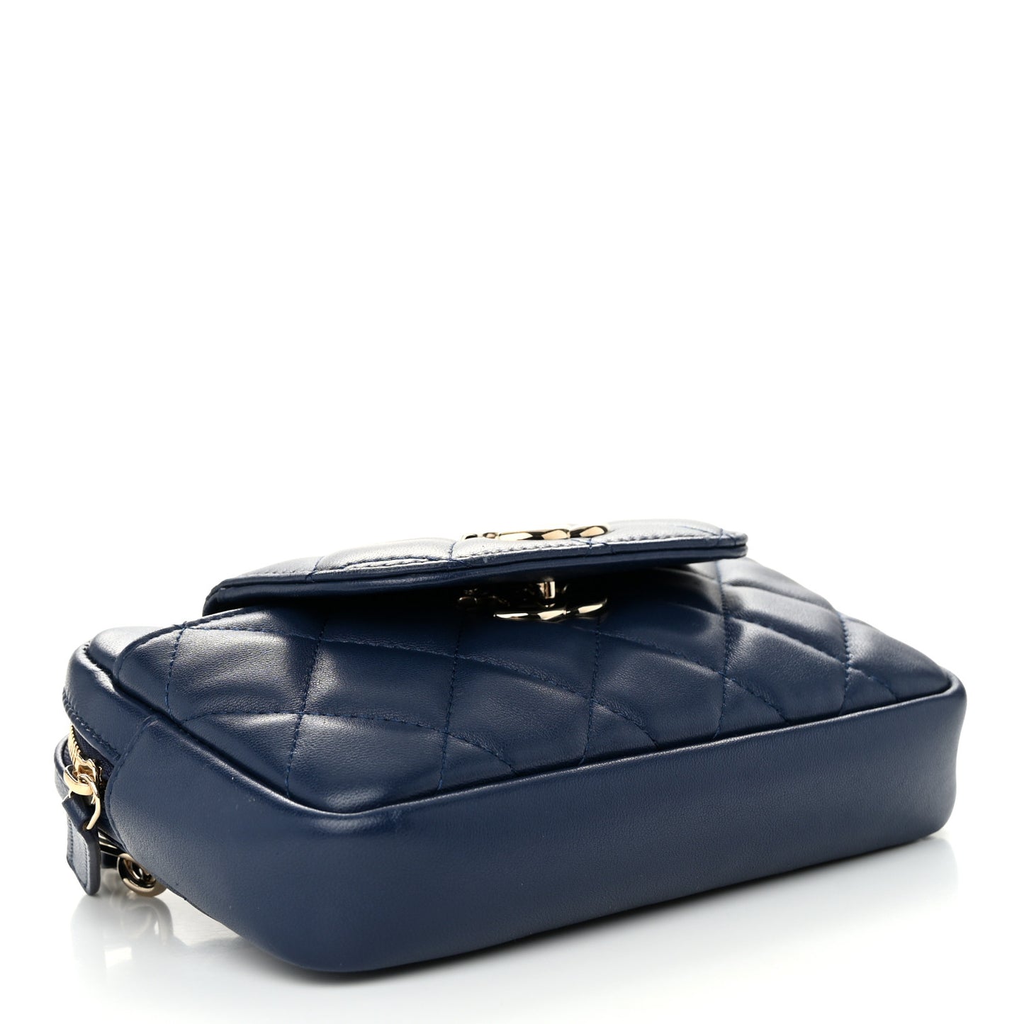 Lambskin Quilted Waist Bag With Pouch Blue