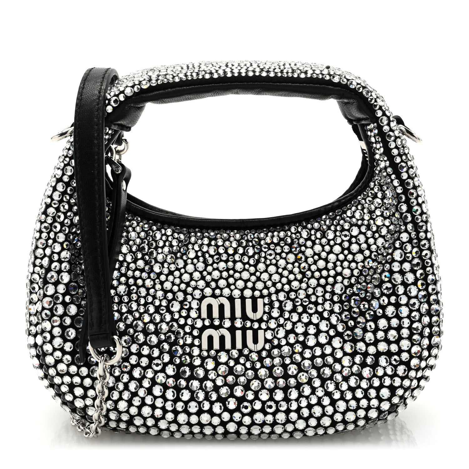 Miu Miu Crystal Silk Starlight Mini Wander Hobo Black 1 of 11