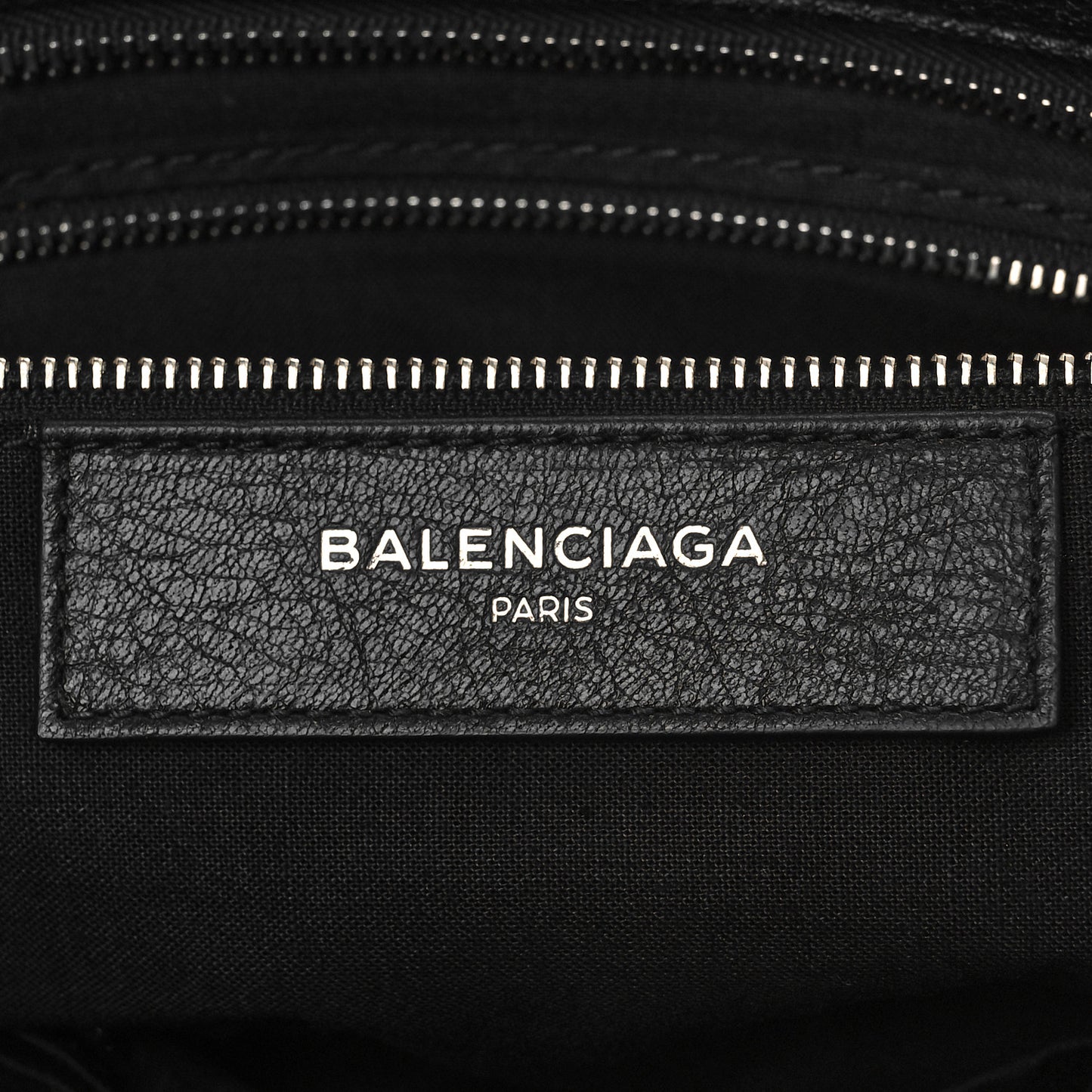 Agneau Classic Silver Hardware City Logo Strap Black White