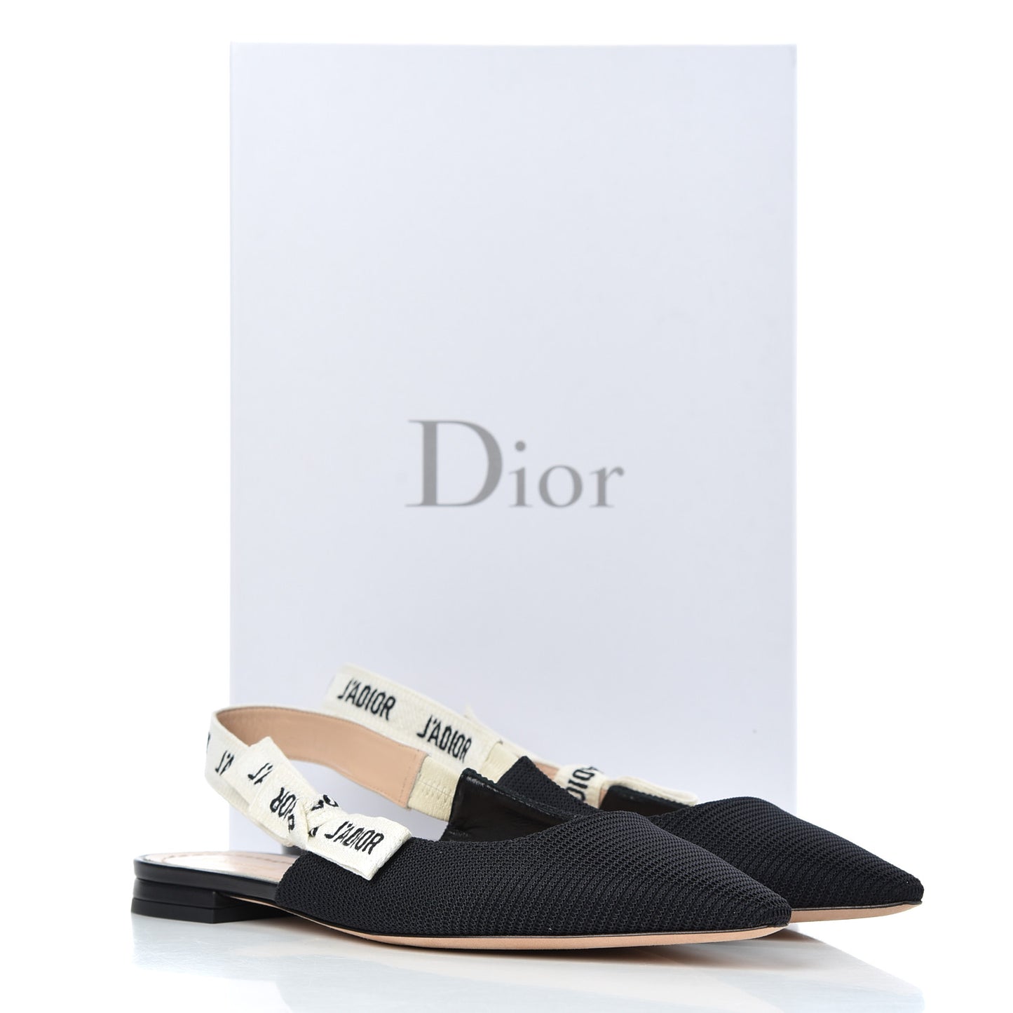 Technical Canvas Ribbon J'Adior Slingback Ballet Flats 36.5 Black