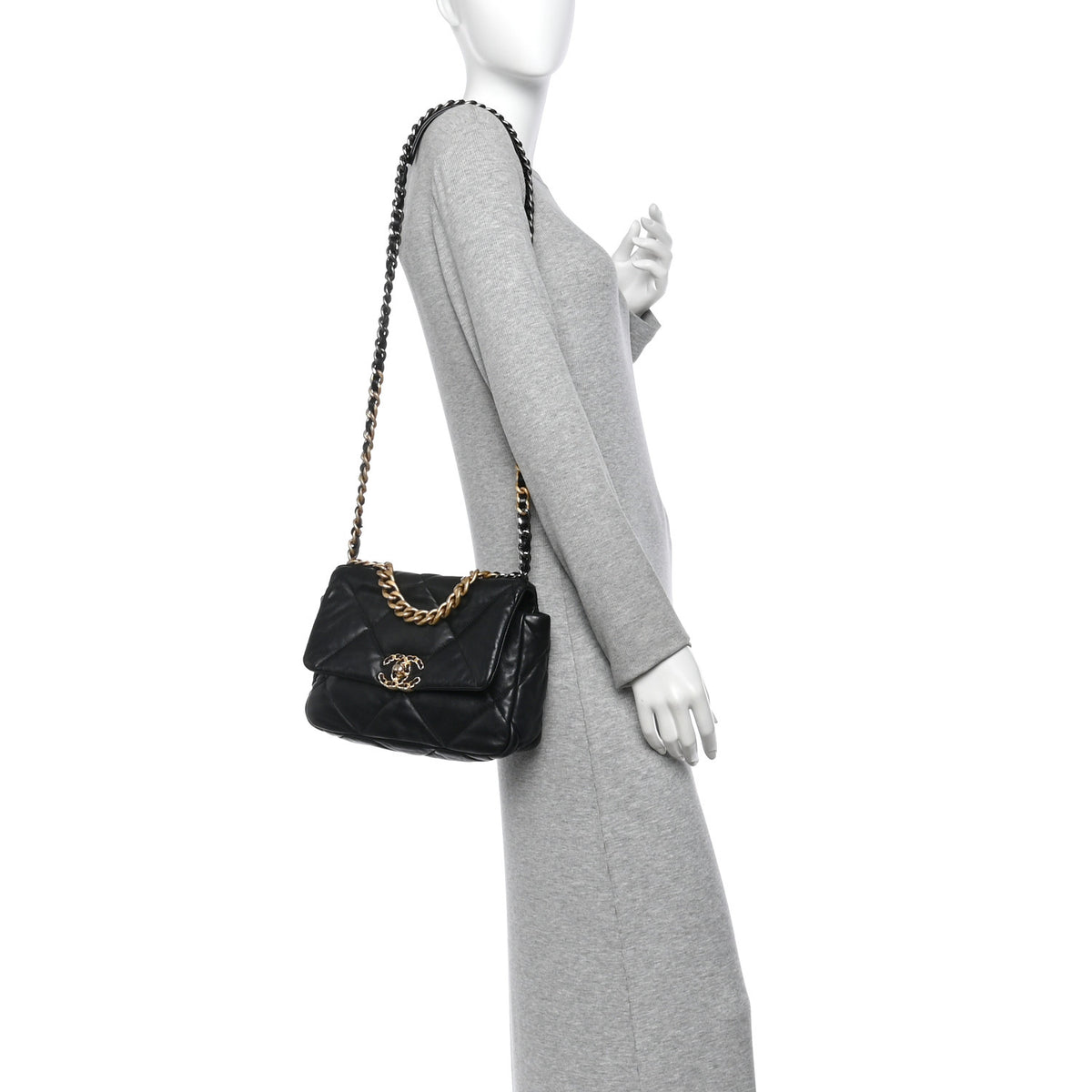Lambskin Quilted Medium Chanel 19 Flap Black