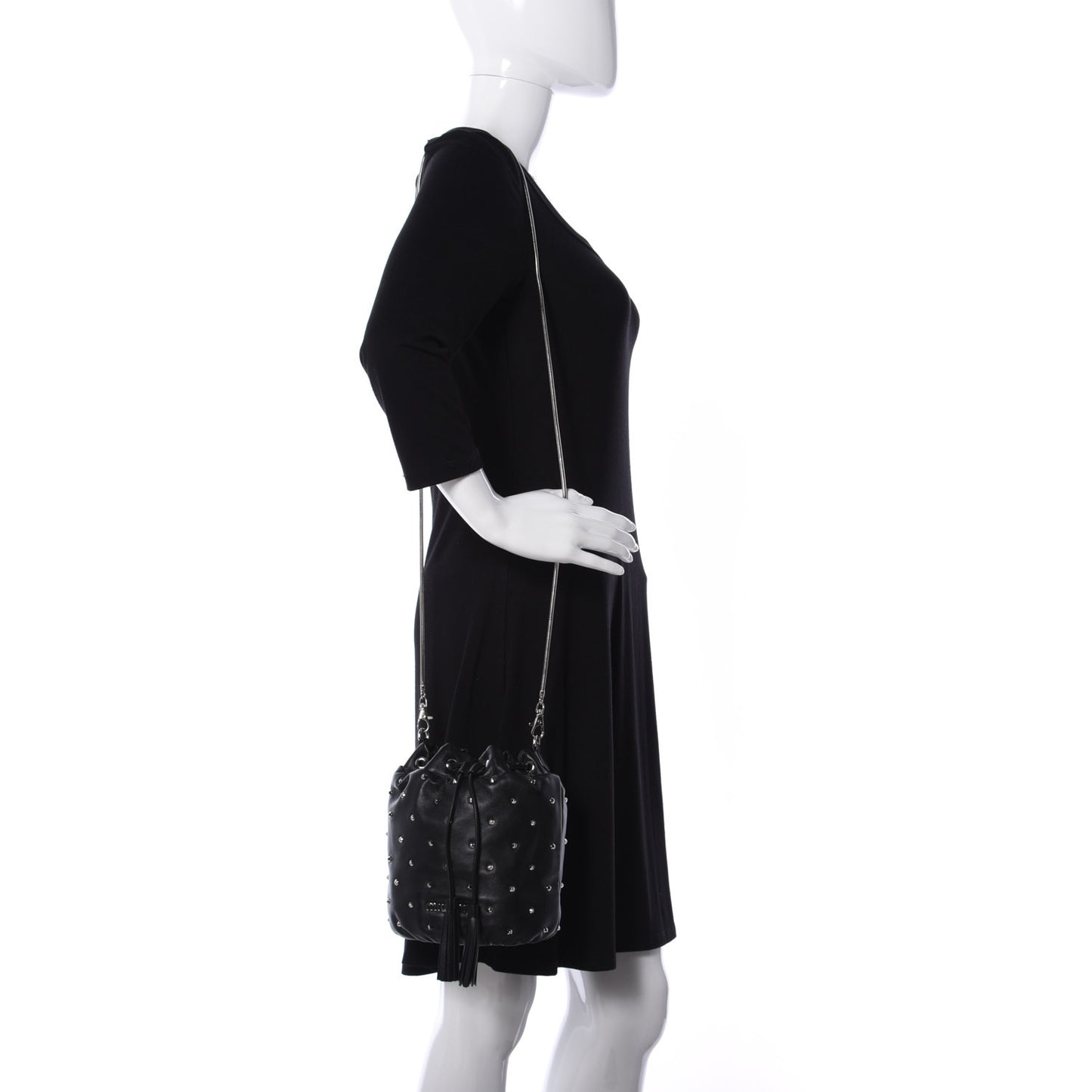 Nappa Studded Bucket Bag in Black