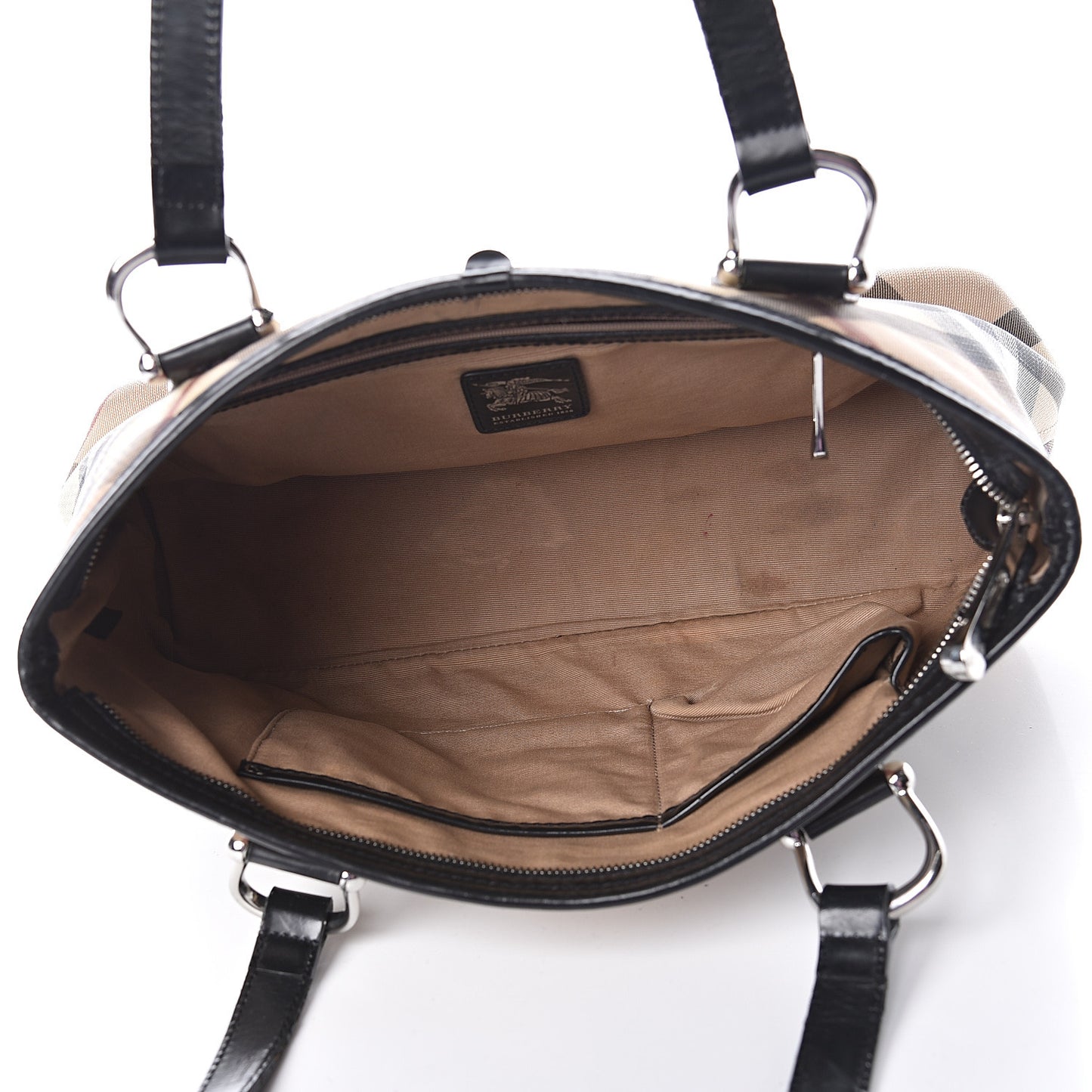 Patent Trim Nova Check Shopper Tote Black