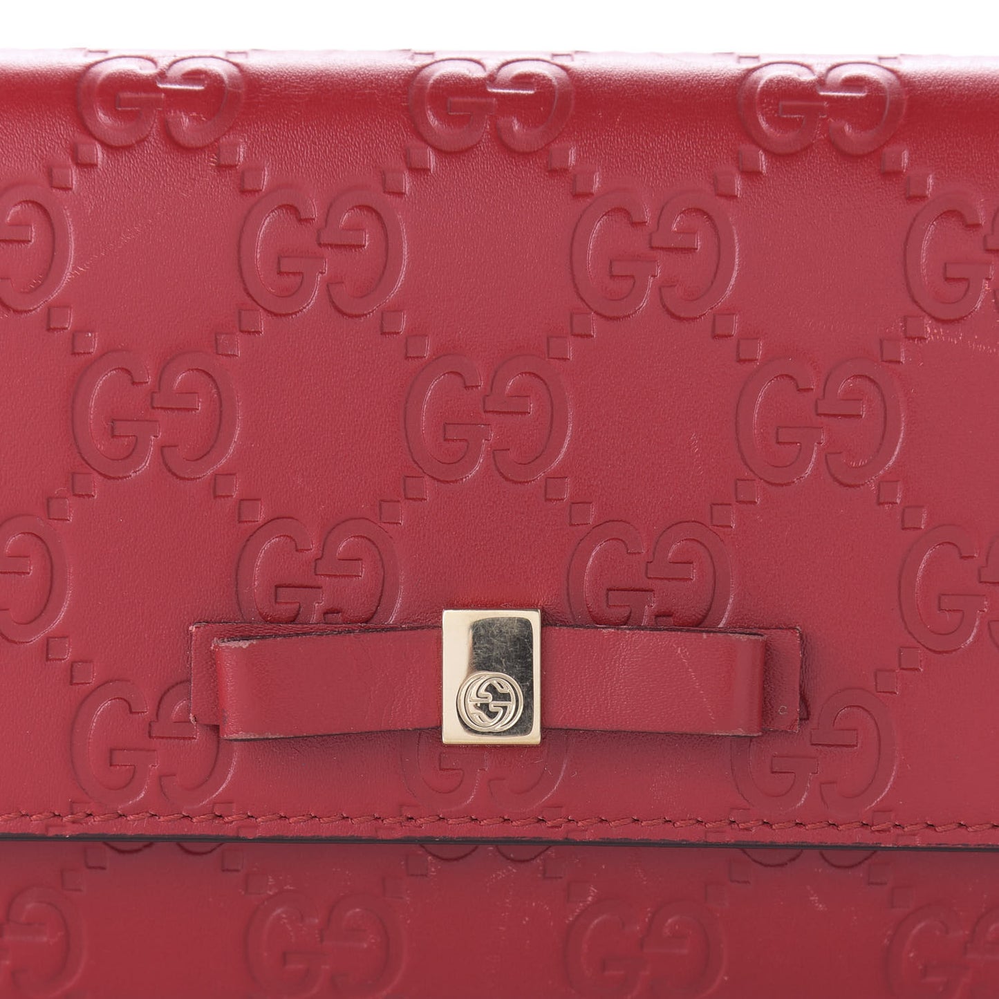 Guccissima Bow Continental Wallet Hibiscus Red