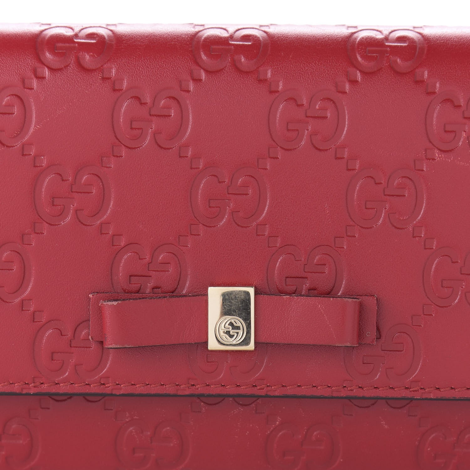 Gucci Guccissima Bow Continental Wallet Hibiscus Red 10 of 11