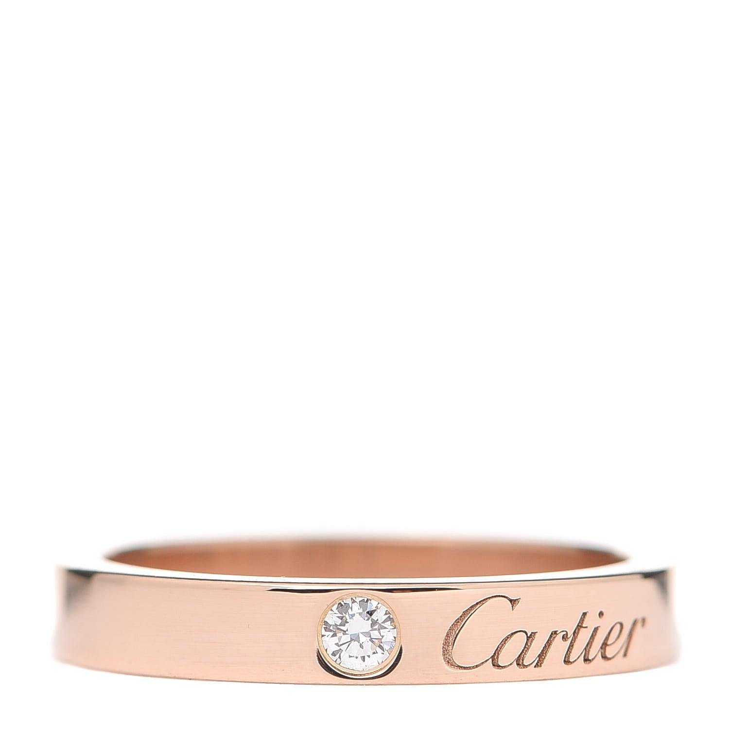 Cartier 18K Pink Gold Diamond 3mm C De Cartier Wedding Band Ring 49 4.75 1 of 5