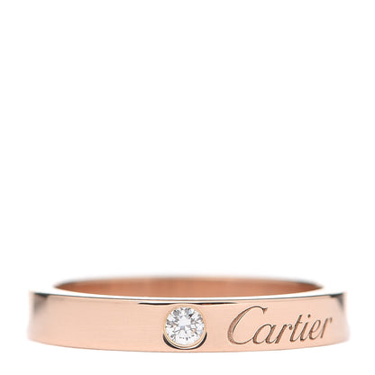 Cartier 18K Pink Gold Diamond 3mm C De Cartier Wedding Band Ring 49 4.75 1 of 5