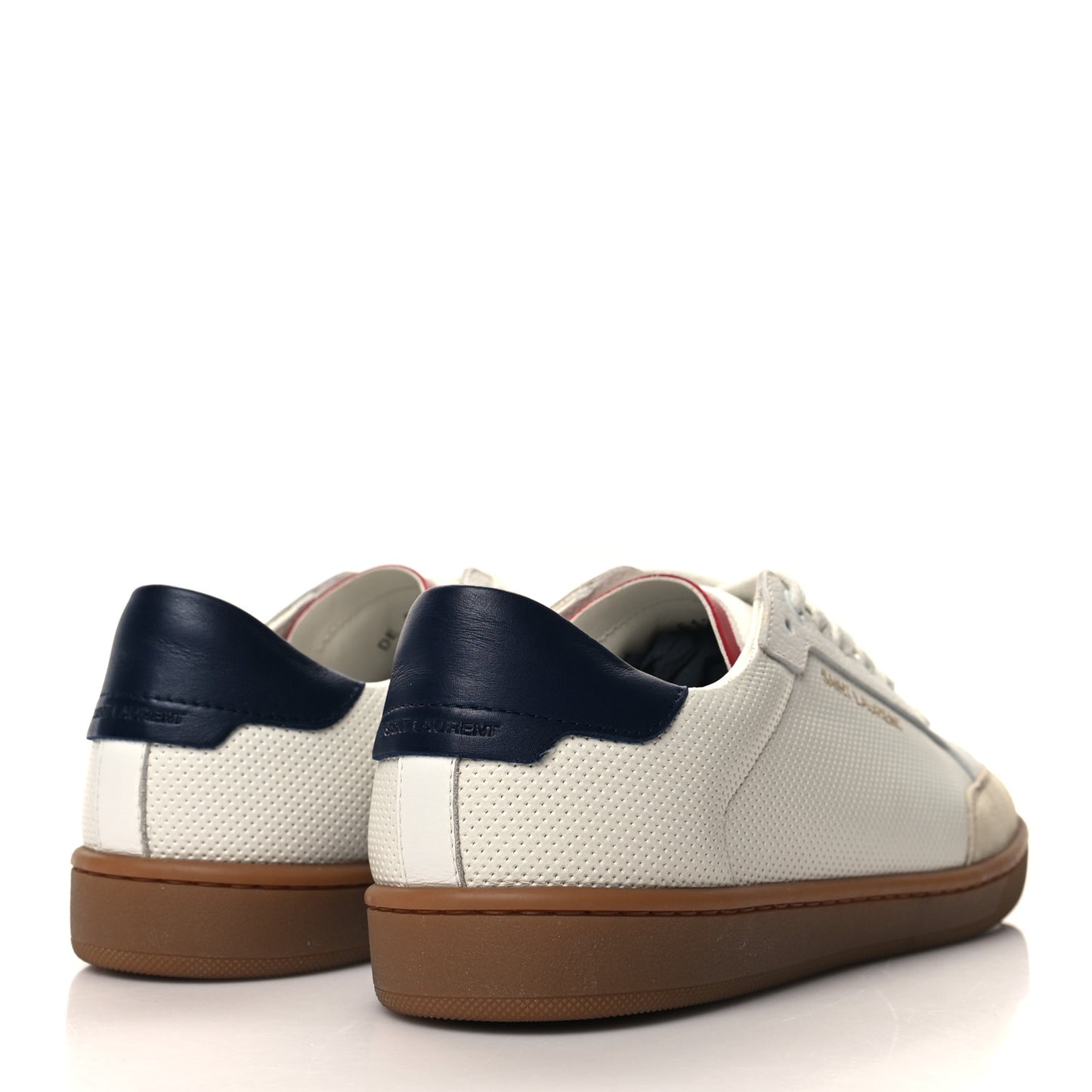 Calfskin Perforated Suede SL10 Court Classic Low Top Sneakers 40 White