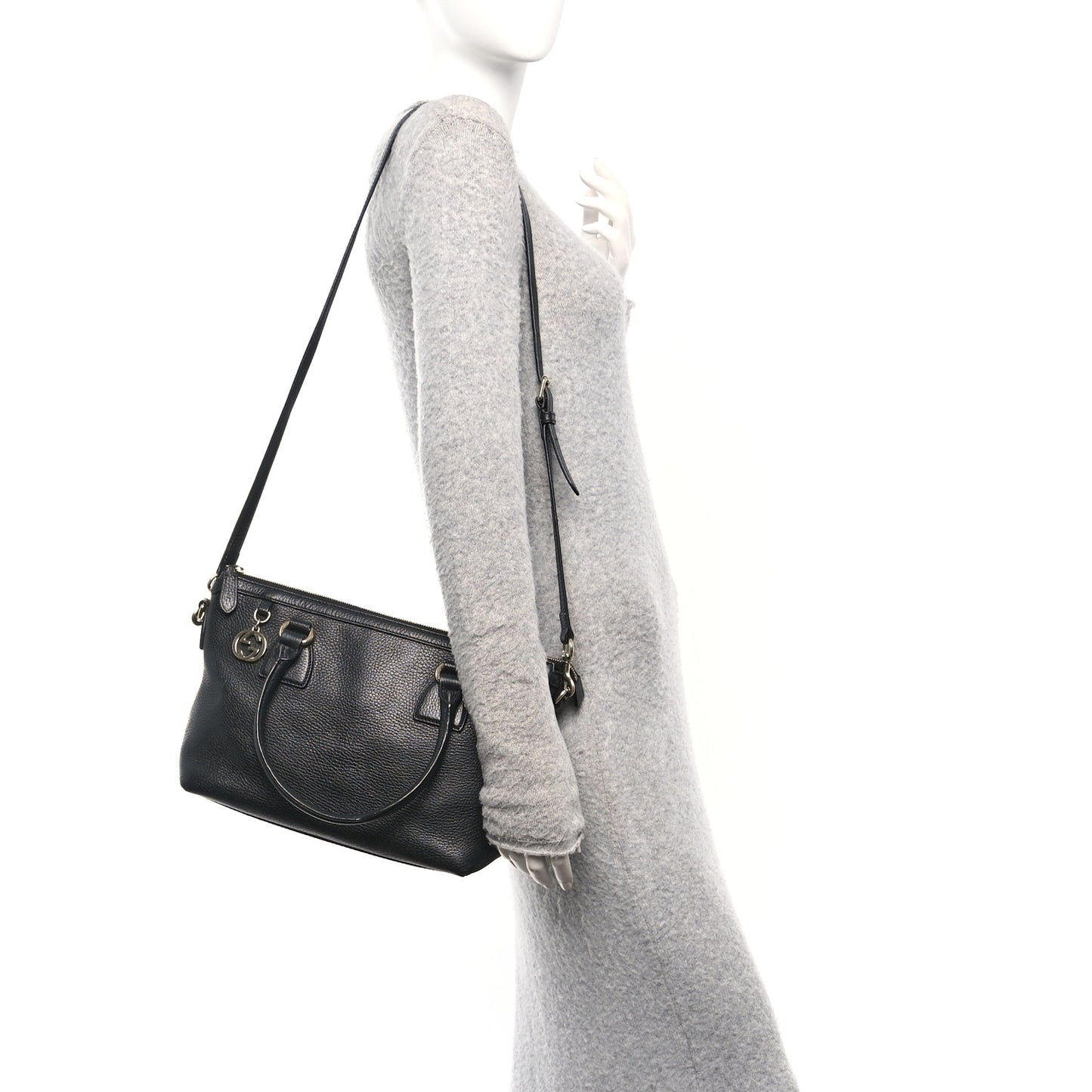 Dollar Calfskin GG Charm Satchel Black