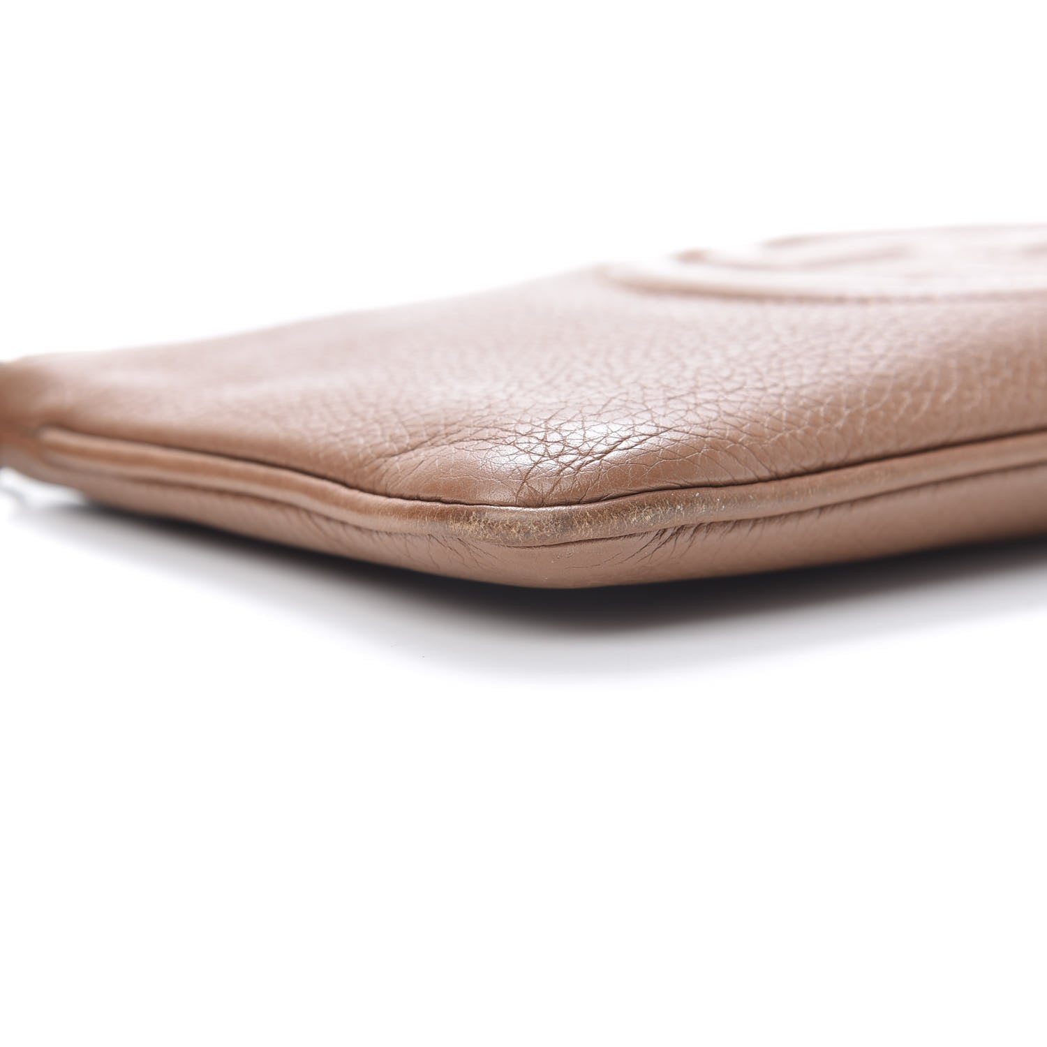 Gucci Pebbled Calfskin Soho Wristlet Camelia 12 of 14