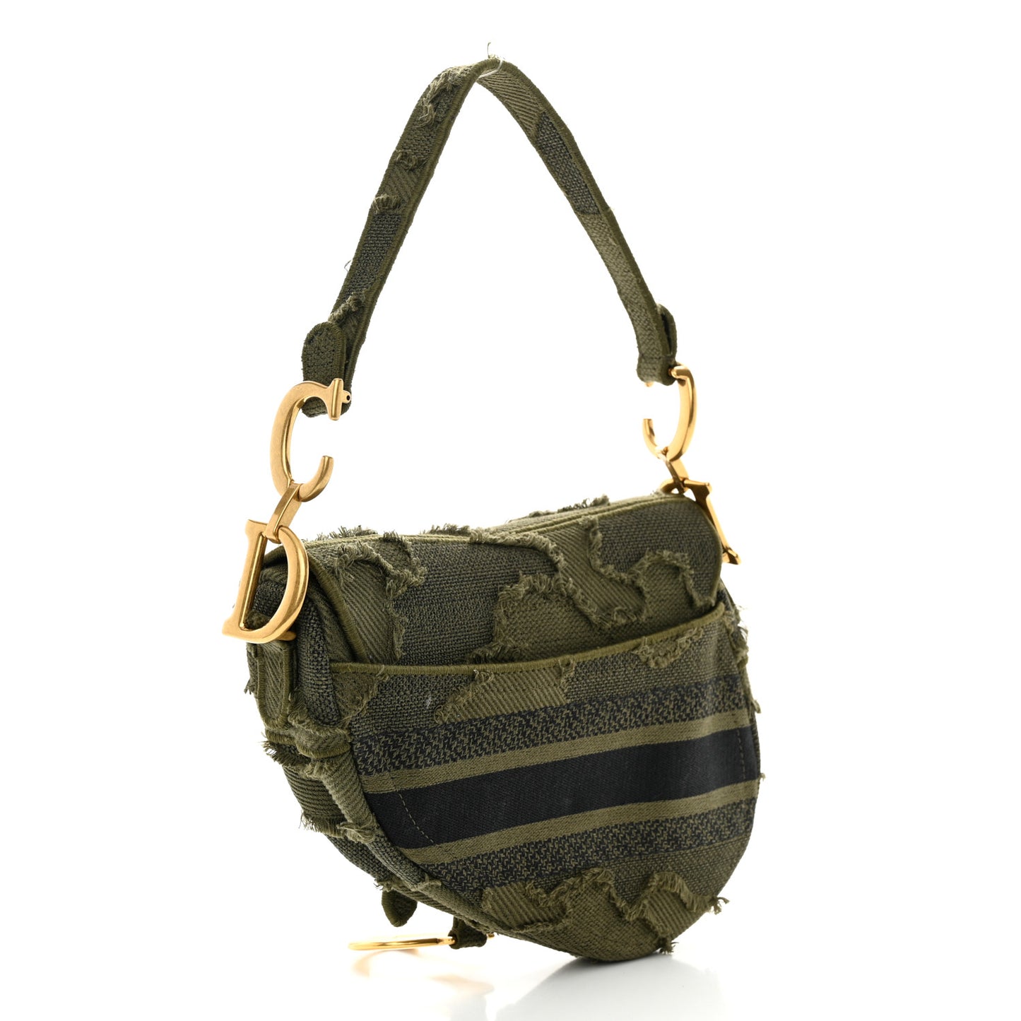 Canvas Embroidered Camouflage Saddle Bag Green