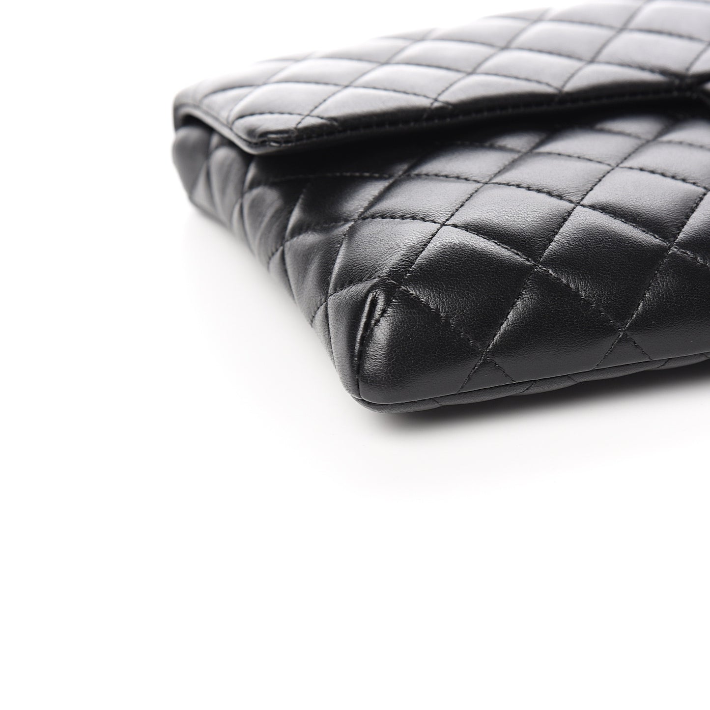 Lambskin Quilted Flap Clutch Black