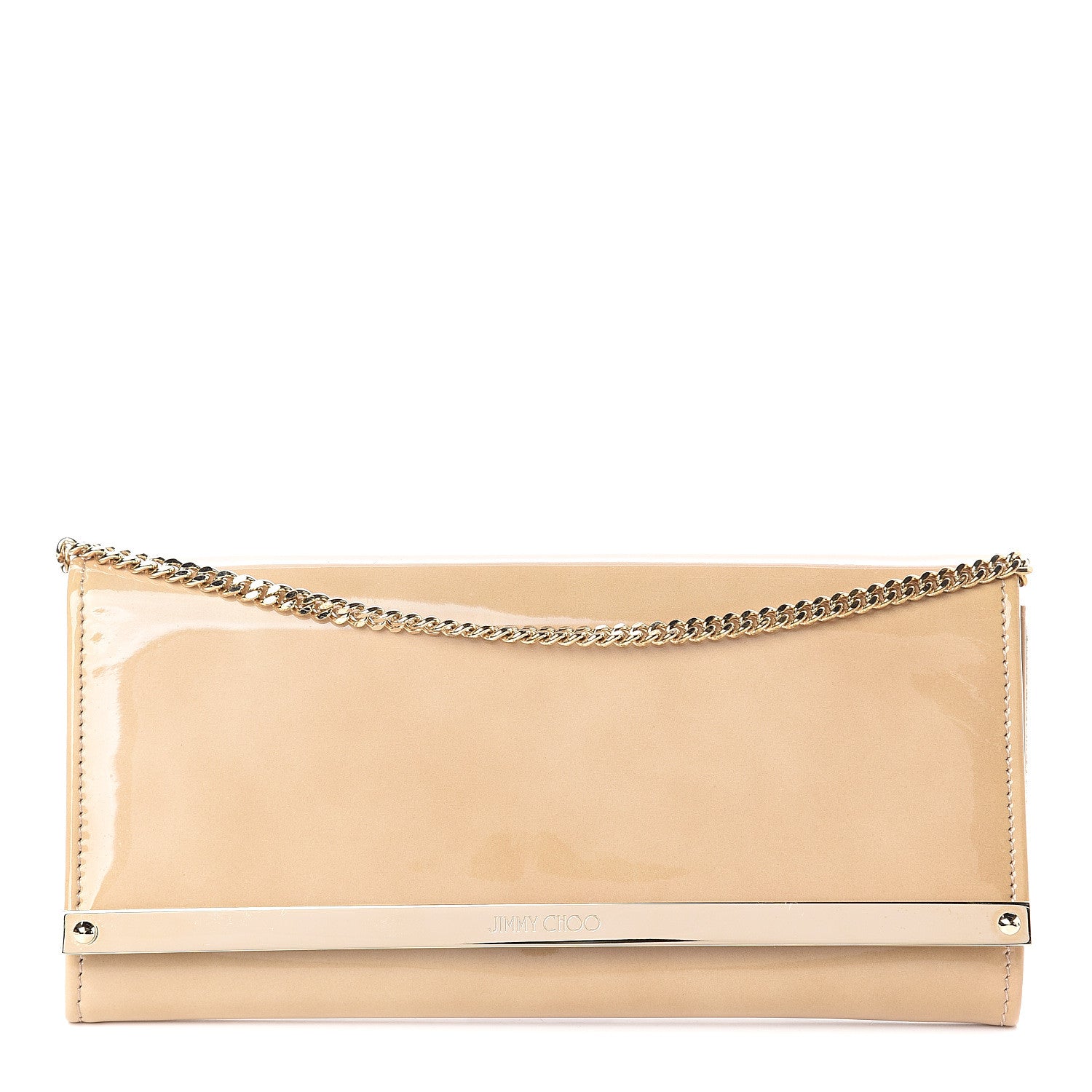 Jimmy Choo Patent Suede Milla Wallet on Chain Nude 1 of 6