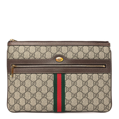 Gucci GG Supreme Monogram Large Ophidia Pouch Clutch Brown 1 of 8