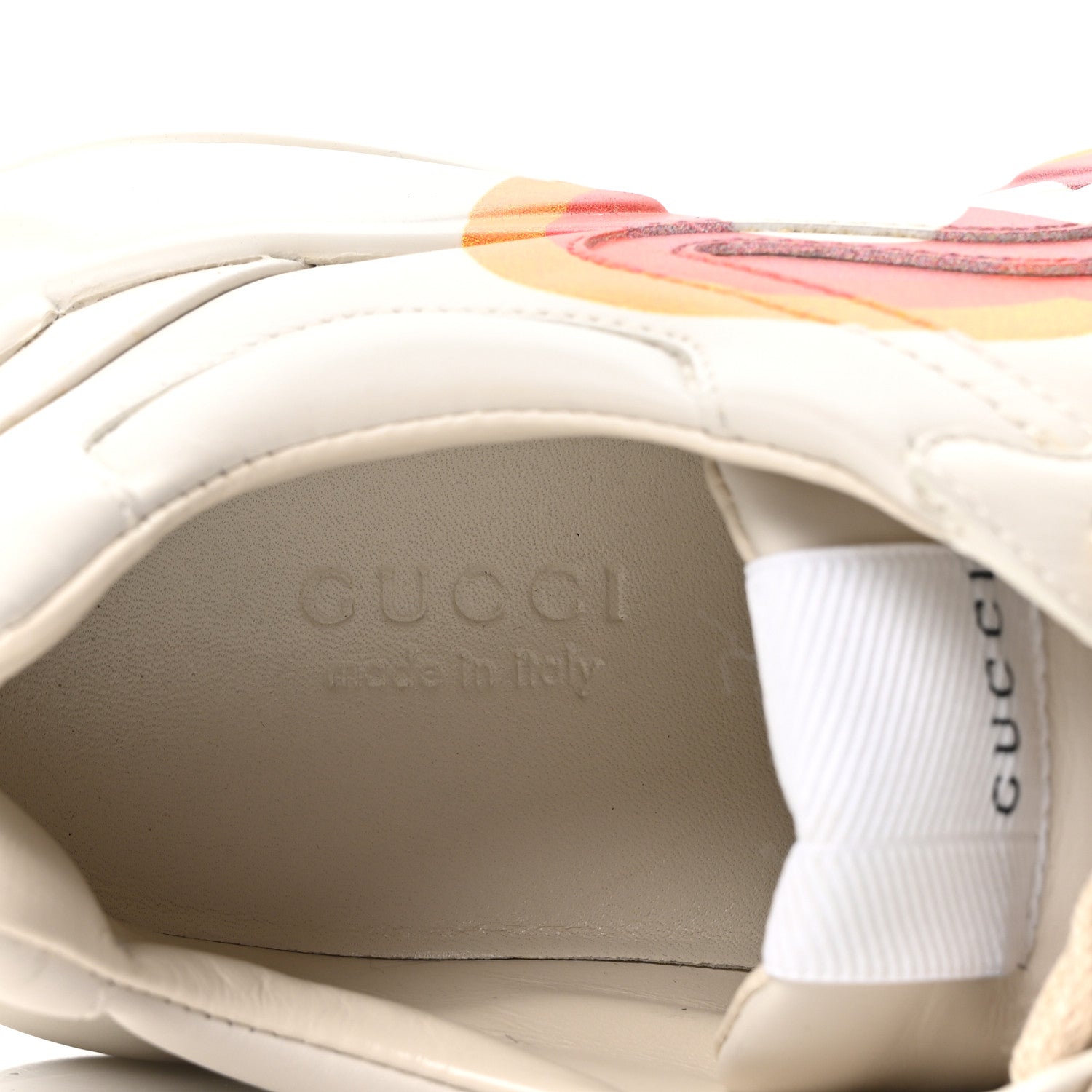 Gucci Calfskin Interlocking G Heart Rhyton Sneakers 35 Mystic White 8 of 10