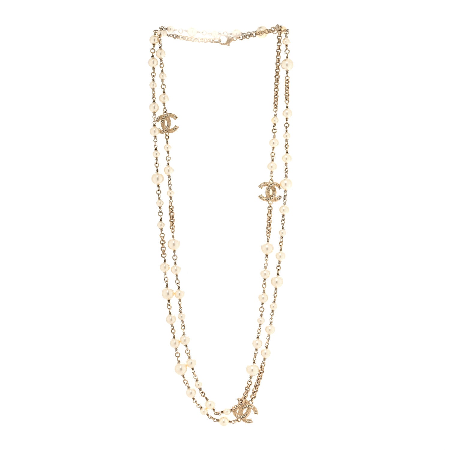 Chanel Pearl CC Long Necklace Gold 3 of 5