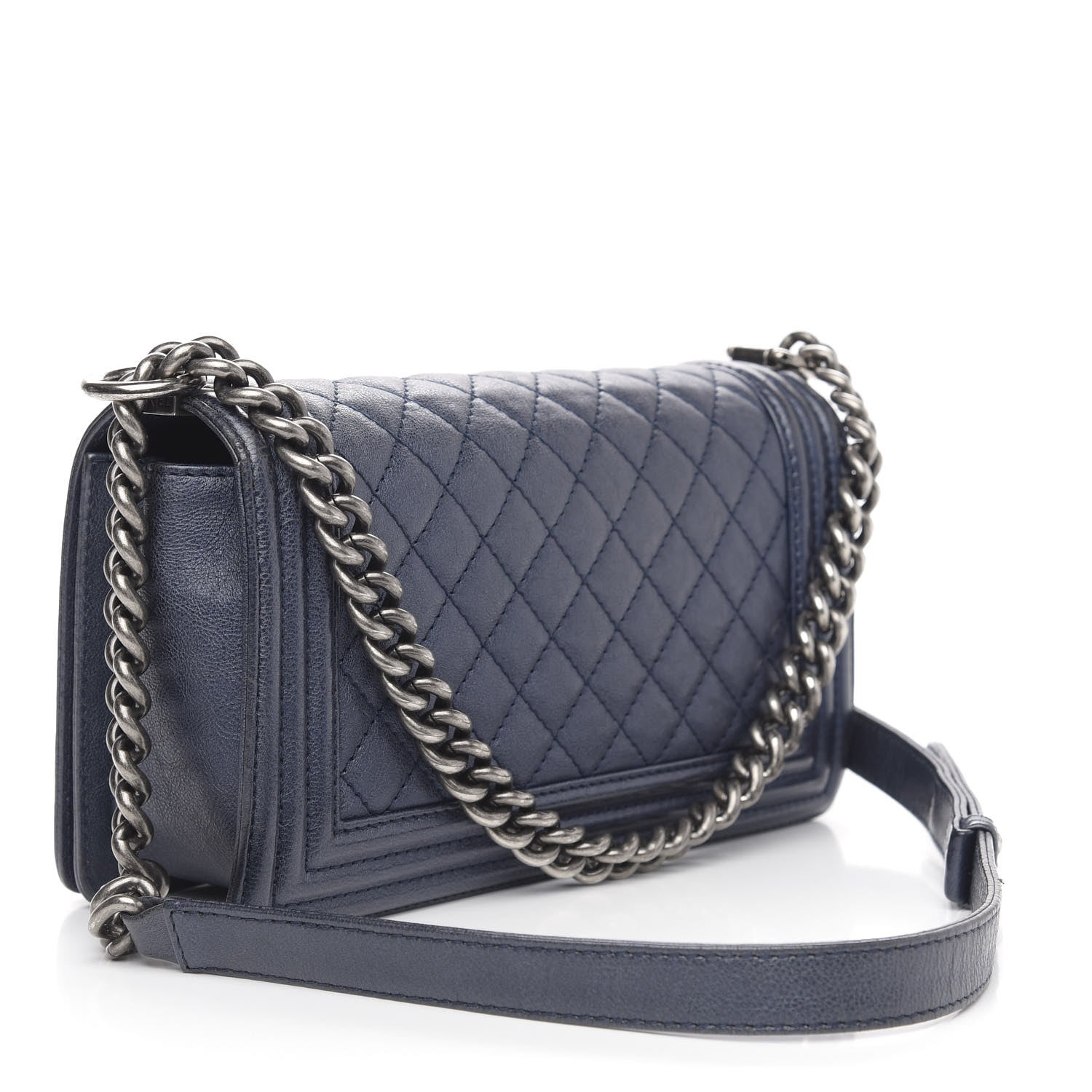 Chanel Calfskin Quilted Medium Boy Flap Dark Navy 3 of 14