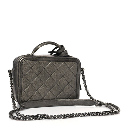 Chanel Caviar Quilted Small CC Filigree Vanity Case Dark Grey 3 of 9