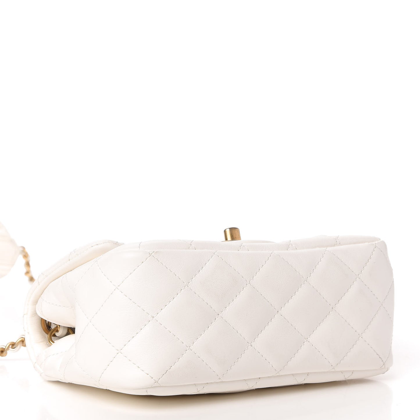 Calfskin Quilted Mini Romance Square Flap White