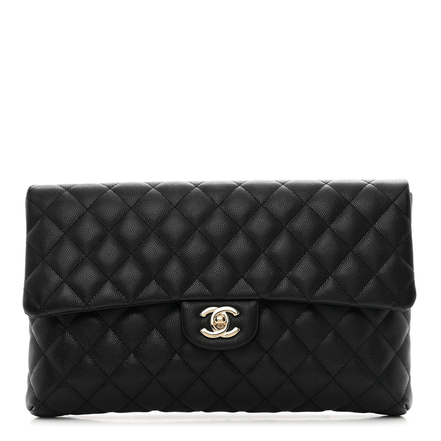 Caviar Quilted Flap Clutch Black