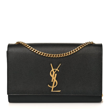 Saint Laurent Grain De Poudre Medium Classic Monogram Kate Satchel Black 1 of 9