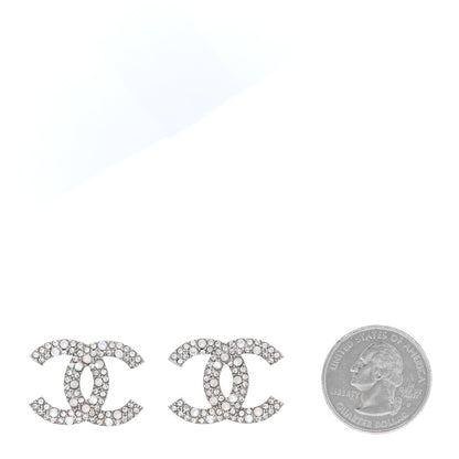 Chanel Crystal Timeless CC Earrings Silver 2 of 4