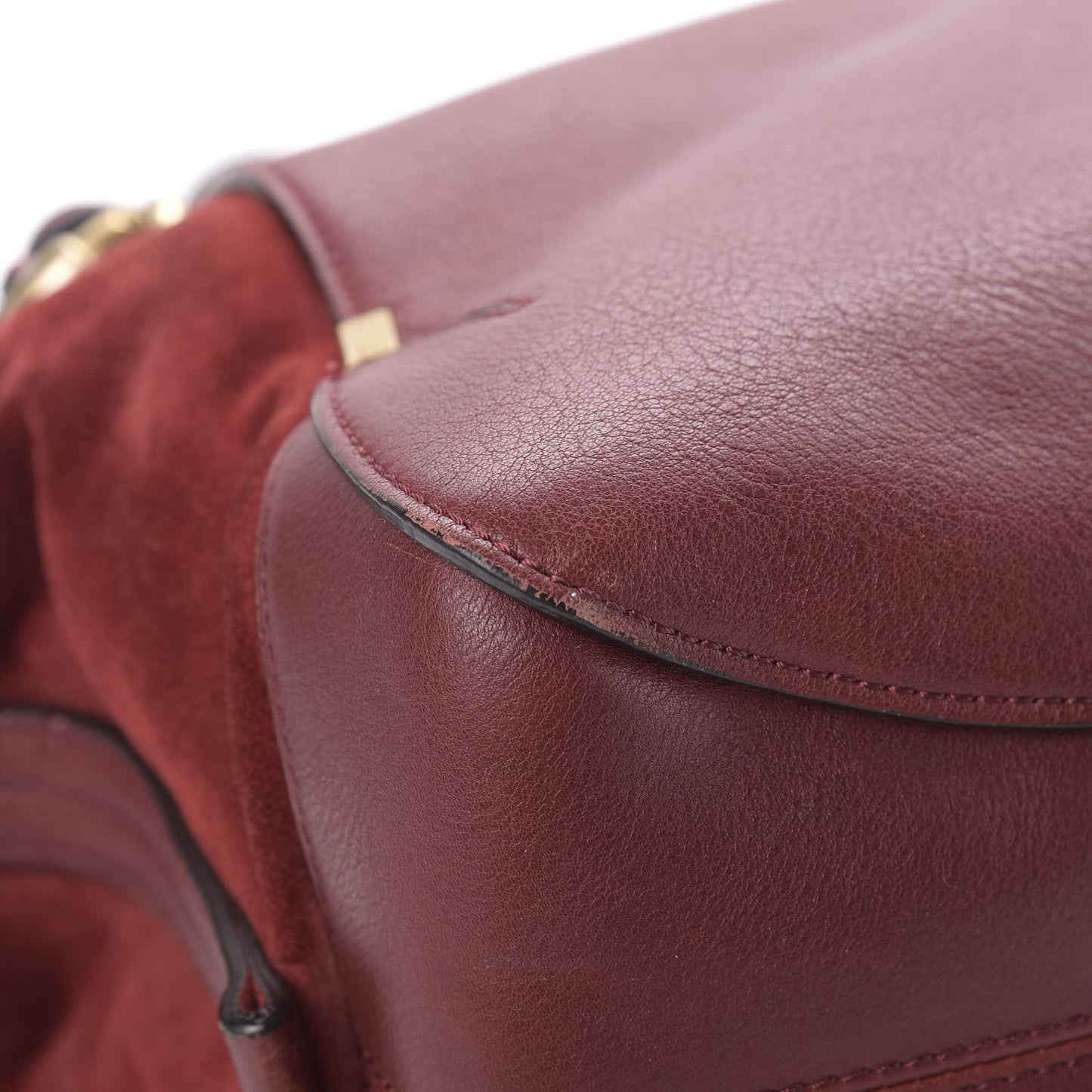 Grained Calfskin Suede Satchel Red
