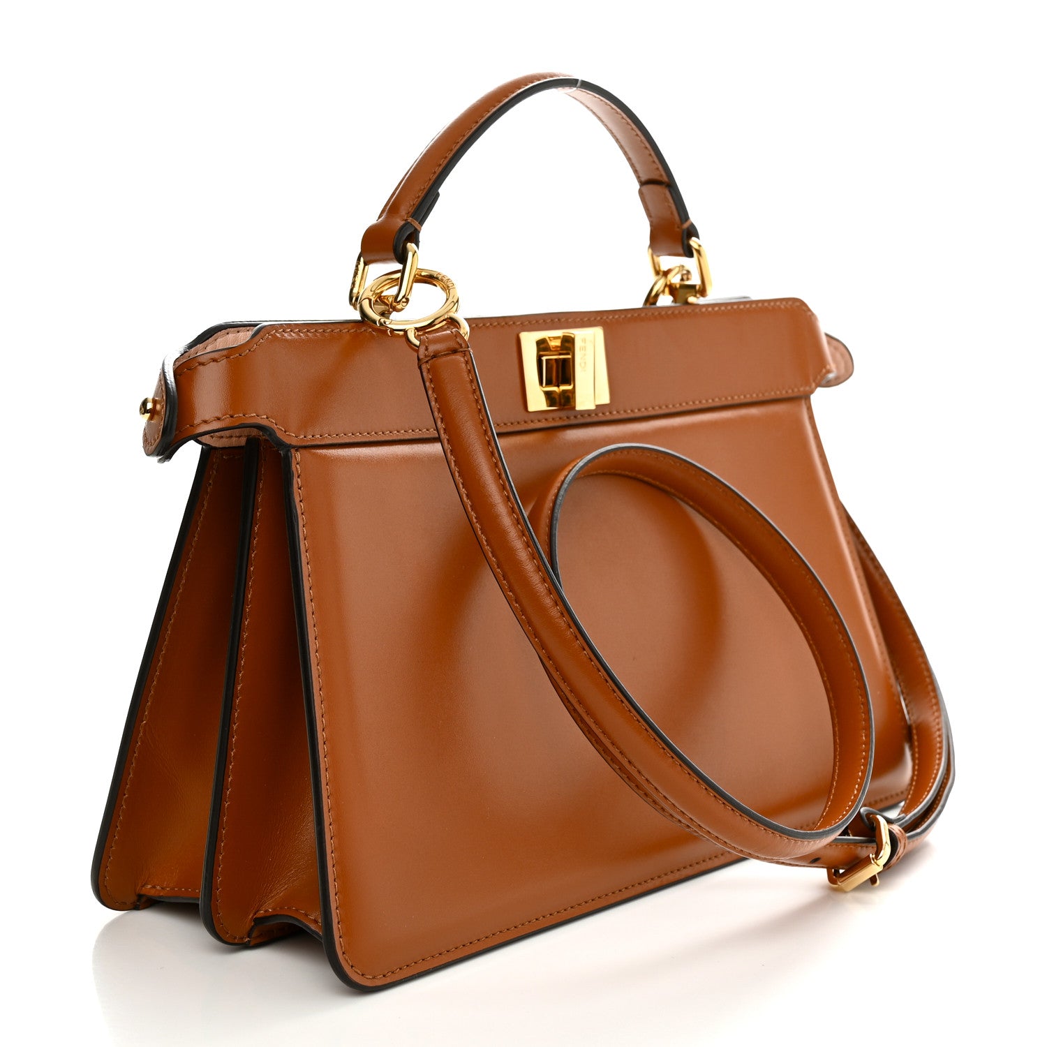 Fendi Vitello King Luxor Shiny Nappa Medium Peekaboo I SEE U East West Satchel Brandy Light Rose 3 of 11