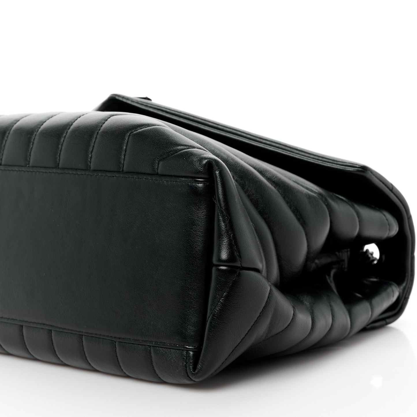 Calfskin Y Quilted Monogram Monochrome Medium Loulou Chain Satchel Black