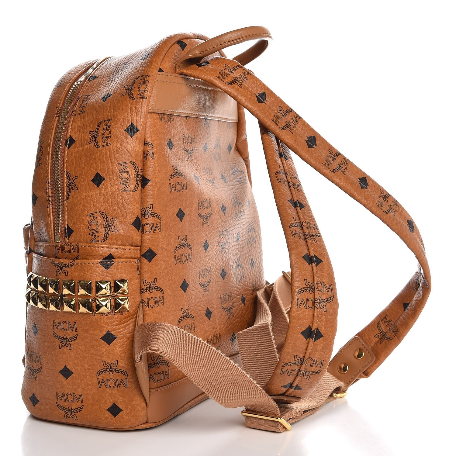 MCM Visetos Small Side Stud Stark Backpack Cognac 3 of 10