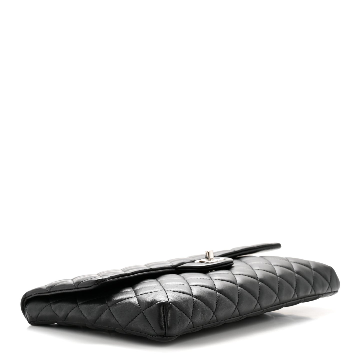 Lambskin Quilted Flap Clutch Black