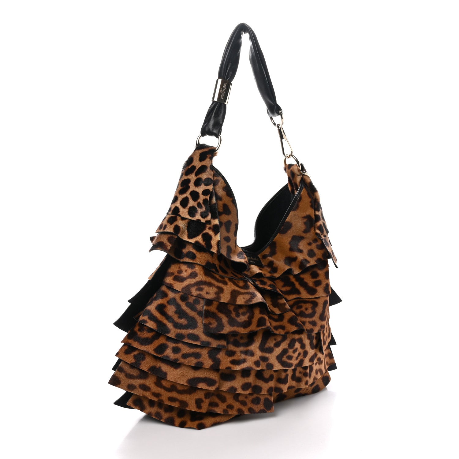 Saint Laurent Pony Hair Suede Ruffle Saint Tropez Black 4 of 19