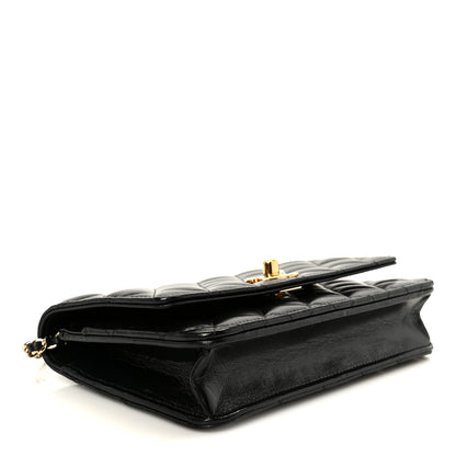 Chanel Shiny Lambskin Quilted CC Pearl Wallet on Chain WOC Black 4 of 13
