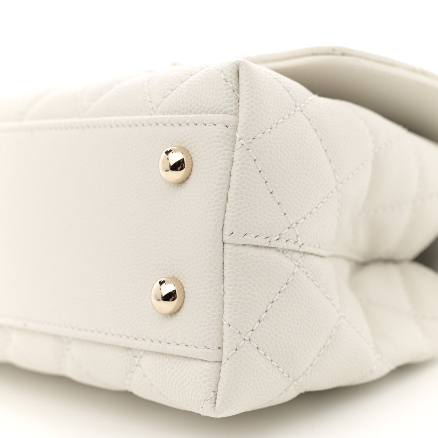 Caviar Quilted Mini Coco Handle Flap White