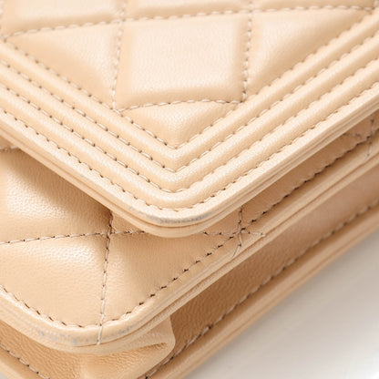 Chanel Lambskin Quilted Boy Wallet On Chain WOC Beige 9 of 12