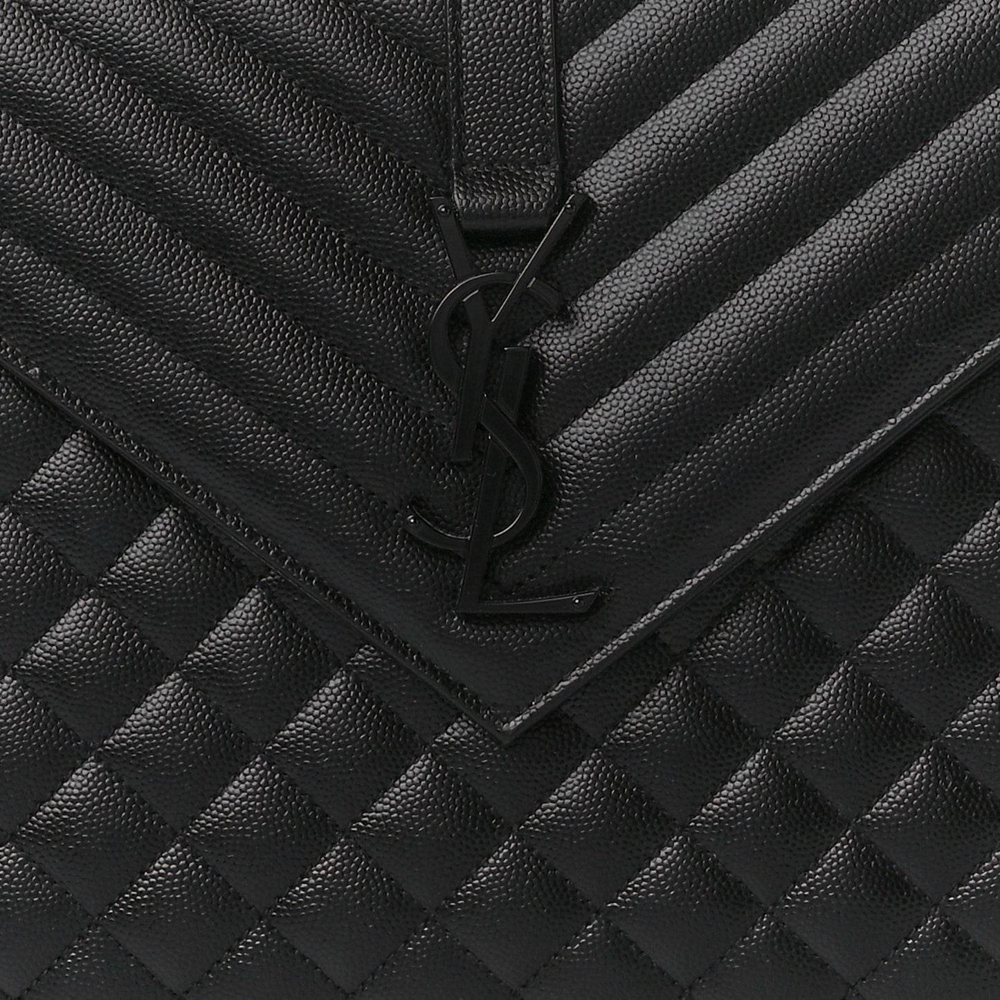 Grain De Poudre Textured Mixed Matelasse Large Triquilt Monogram Monochrome Satchel Black