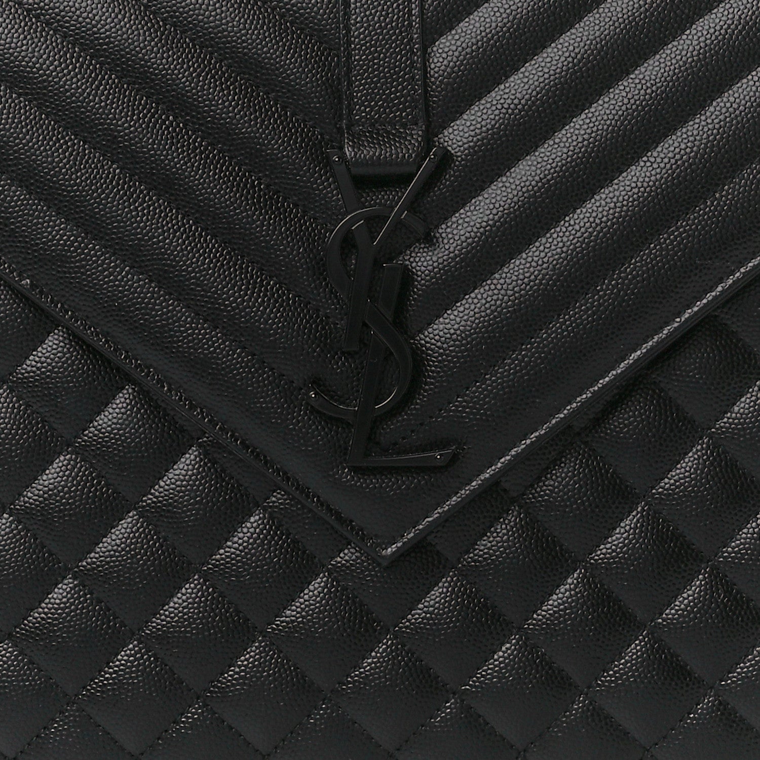 Saint Laurent Grain De Poudre Textured Mixed Matelasse Large Triquilt Monogram Monochrome Satchel Black 9 of 12