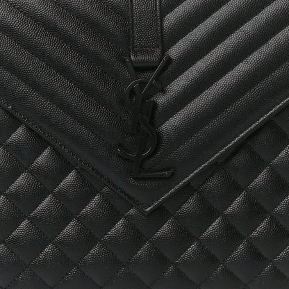 Saint Laurent Grain De Poudre Textured Mixed Matelasse Large Triquilt Monogram Monochrome Satchel Black 9 of 12