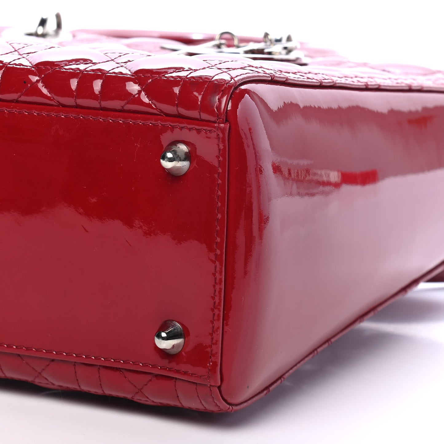 Patent Cannage Large Lady Dior Red