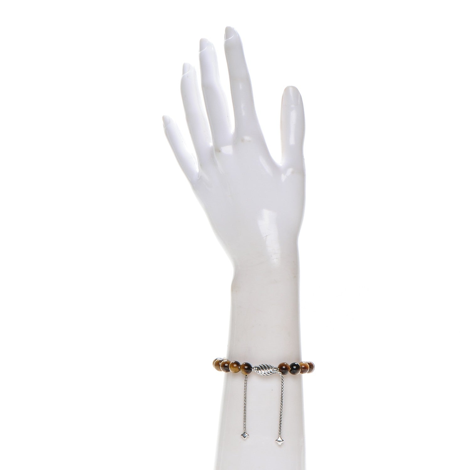David Yurman Sterling Silver Tiger's Eye 8mm Spiritual Beads Adjustable Bracelet 2 of 4