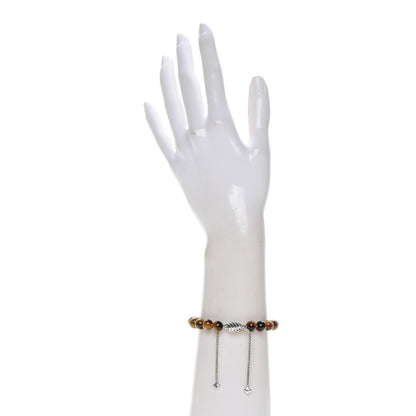David Yurman Sterling Silver Tiger's Eye 8mm Spiritual Beads Adjustable Bracelet 2 of 4