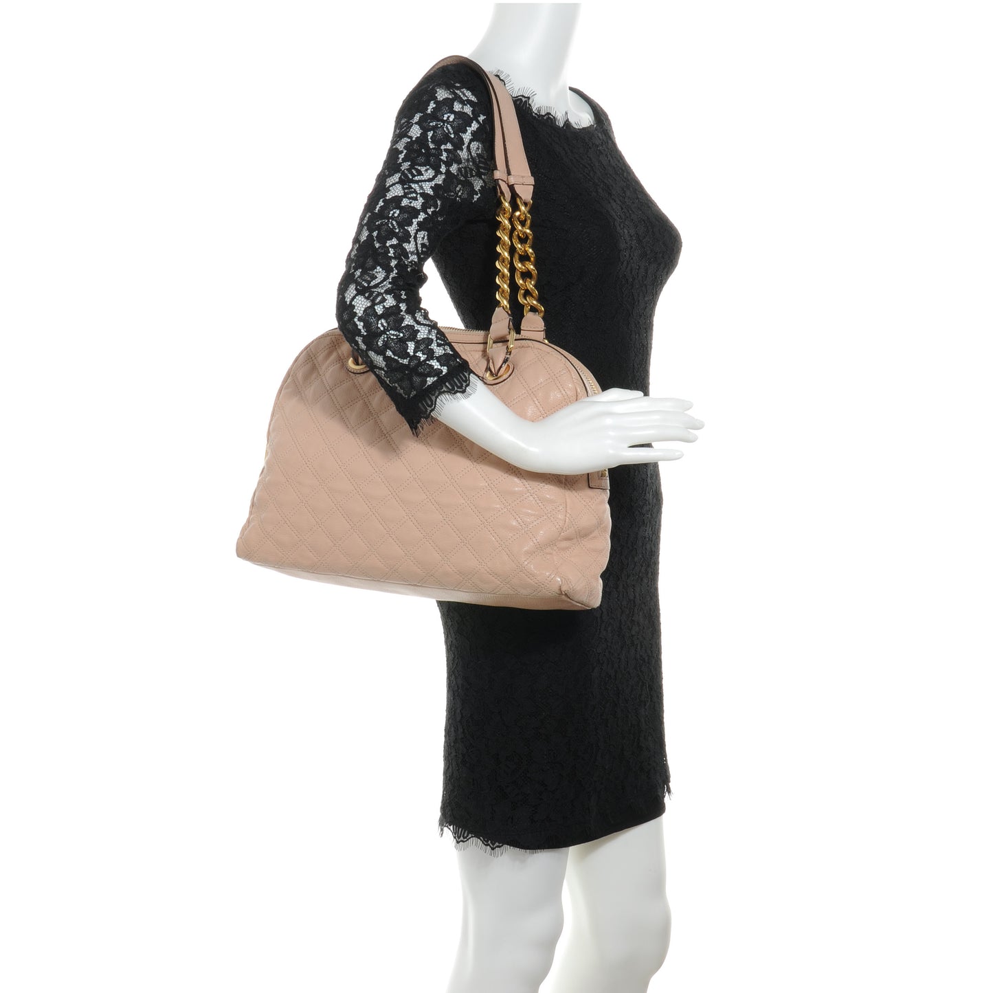 Leather Quilted Karlie Satchel Petal