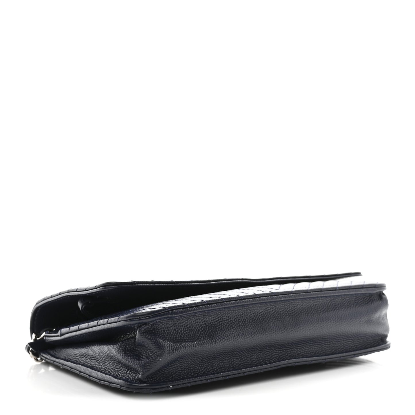 Caviar Chevron Quilted Wallet On Chain WOC Navy