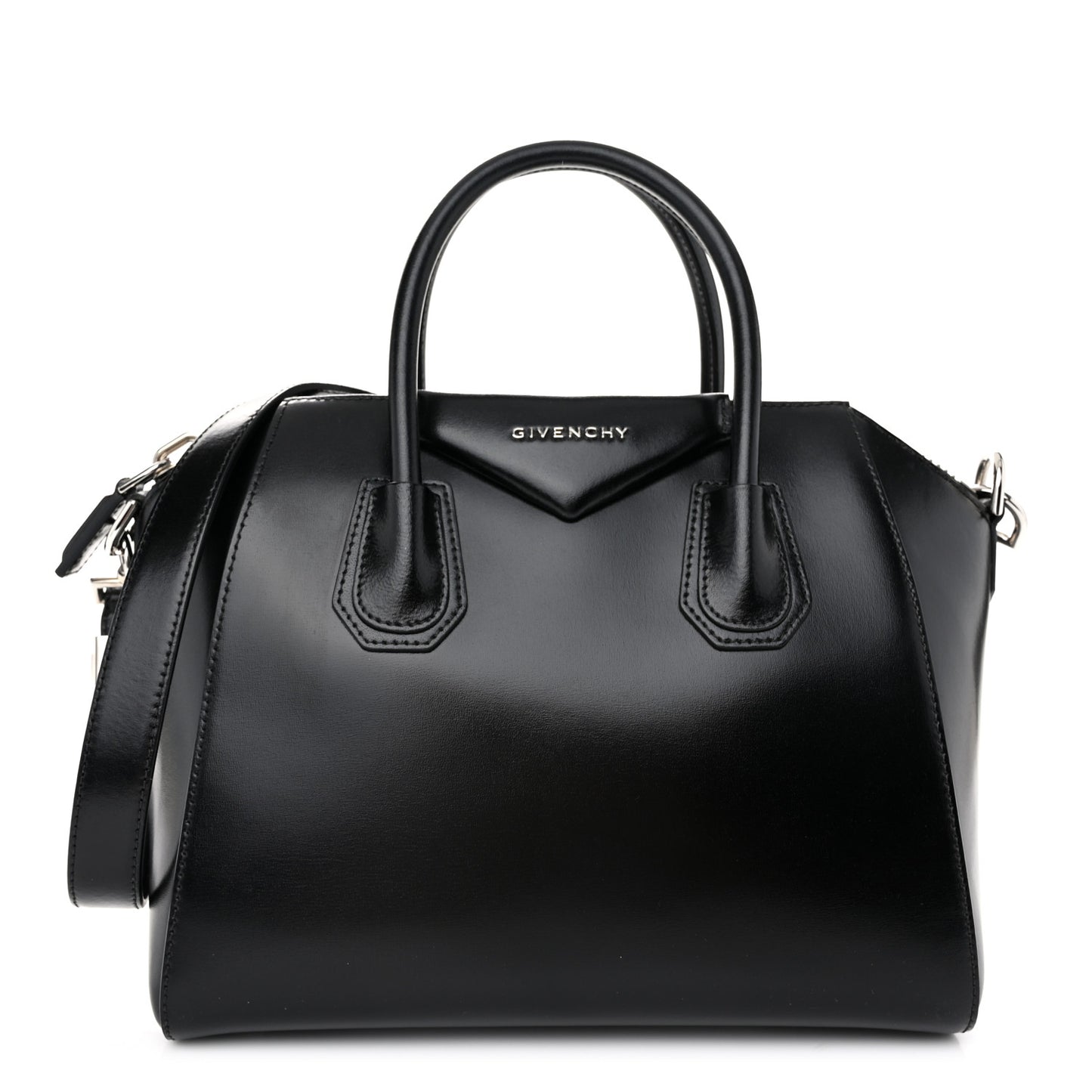 Shiny Lord Calfskin Small Antigona Black