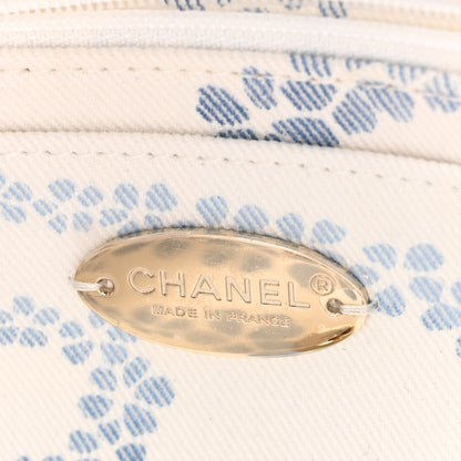 Chanel Printed Denim Coco Beach Quilted Small Single Flap Light Blue White 6 of 11