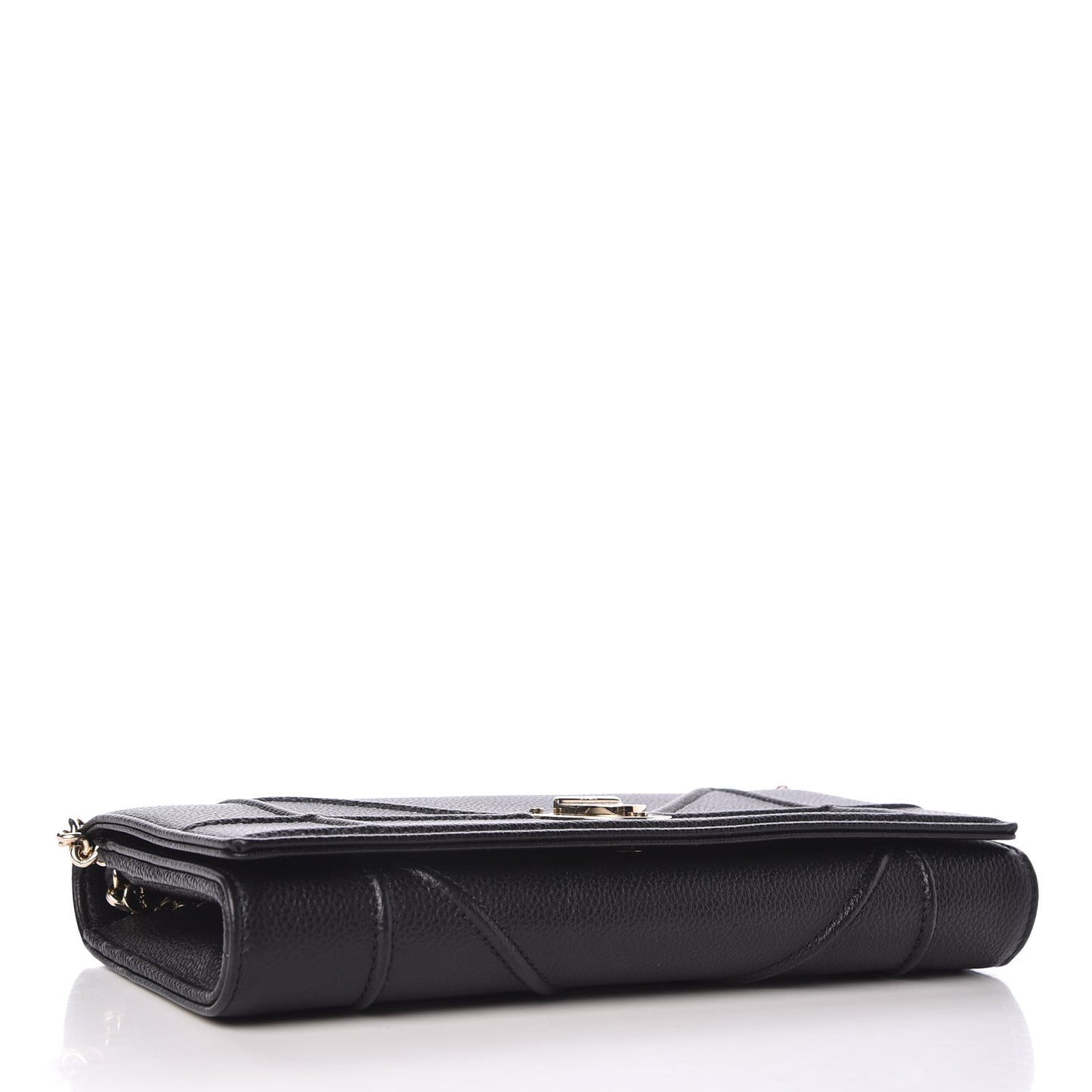 Grained Calfskin Diorama Croisiere Chain Wallet Black