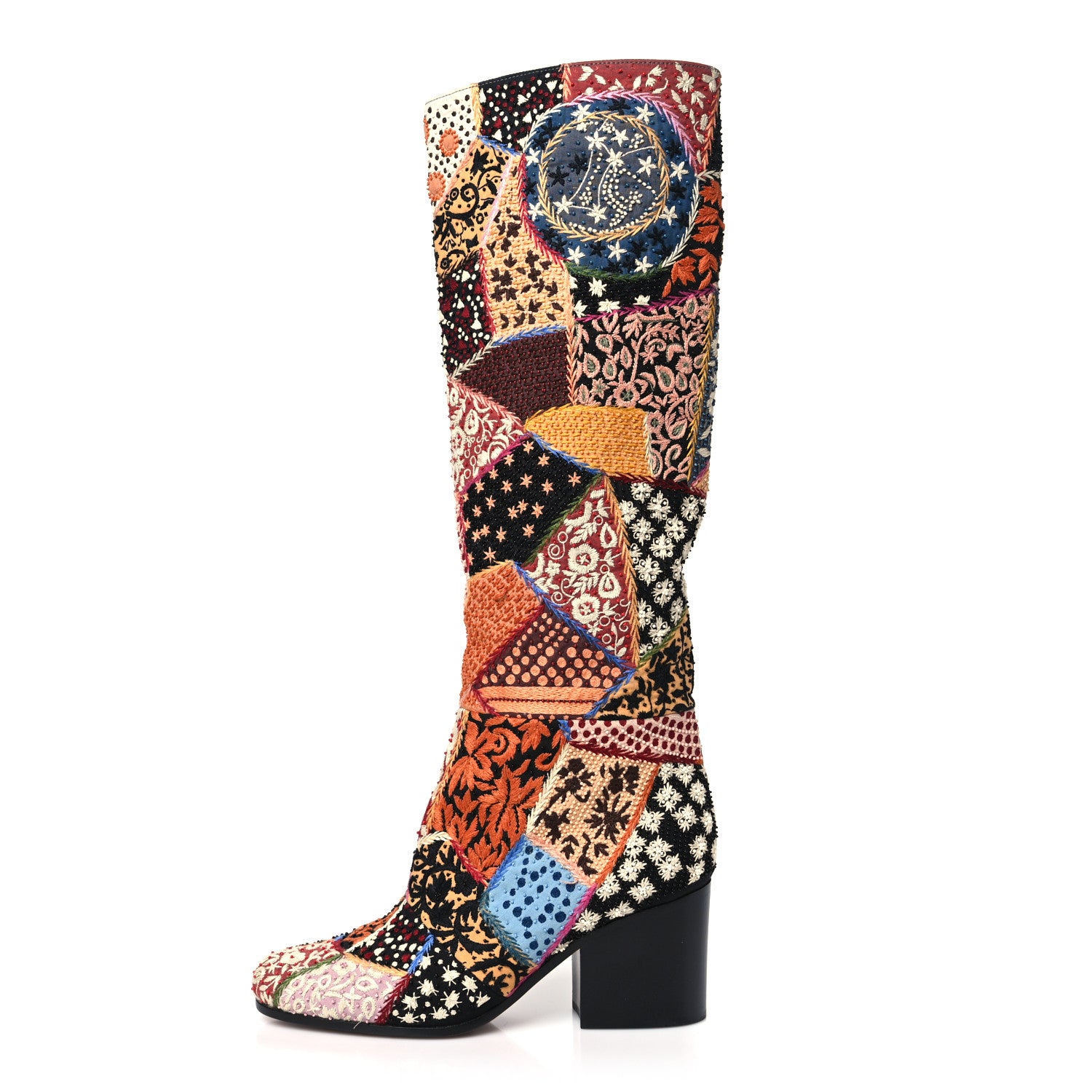 Christian Dior Embroidered Diorage Patchwork Knee High Boots 36 Multicolor 1 of 7