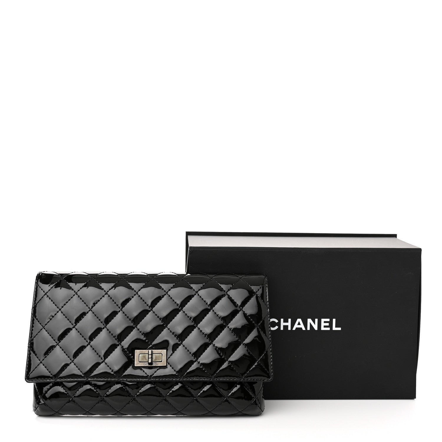 Chanel Patent Calfskin Quilted Reissue 2.55 Clutch So Black 11 of 11