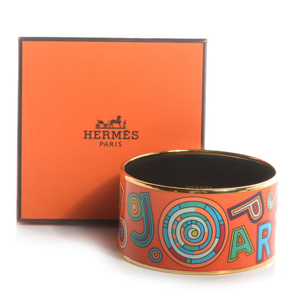 Hermes Enamel Printed Tohu Bohu Extra Wide Bracelet Orange 70 5 of 6